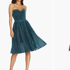 Rosalie Metallic Stripe Strapless Cocktail Dress